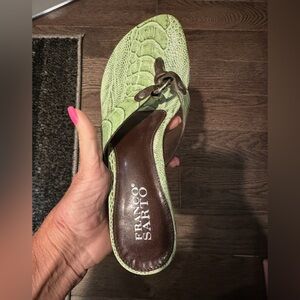 Franco Sarto Women's green Leather Animal Print Sandals Size 7.5M
